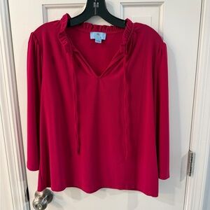 CeCe Women's Fuchsia Ruffle Tie-Neck Blouse